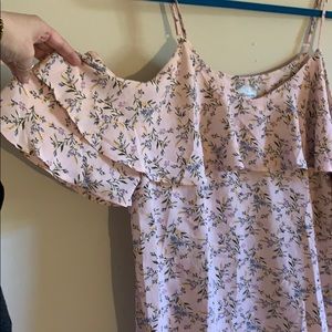 Boutique Off the Shoulder Pink Floral Blouse